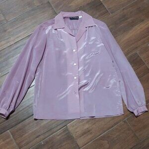 Vintage Halston VI 12 pink purple mauve button down shirt